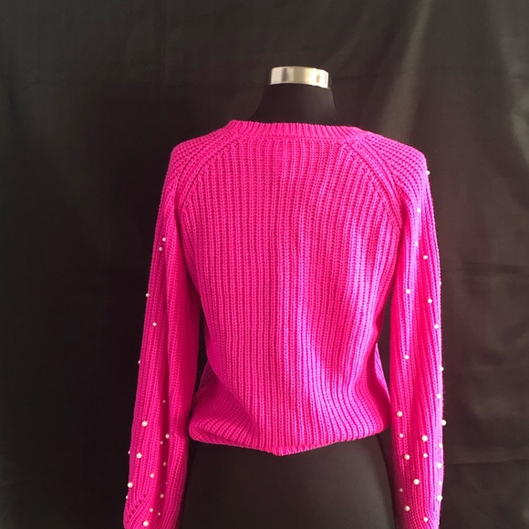 Women's Pearl Embellished Balloon Sleeve Sweater - Picture 2 of 6